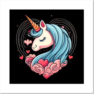 Valentines Unicorn Love Posters and Art